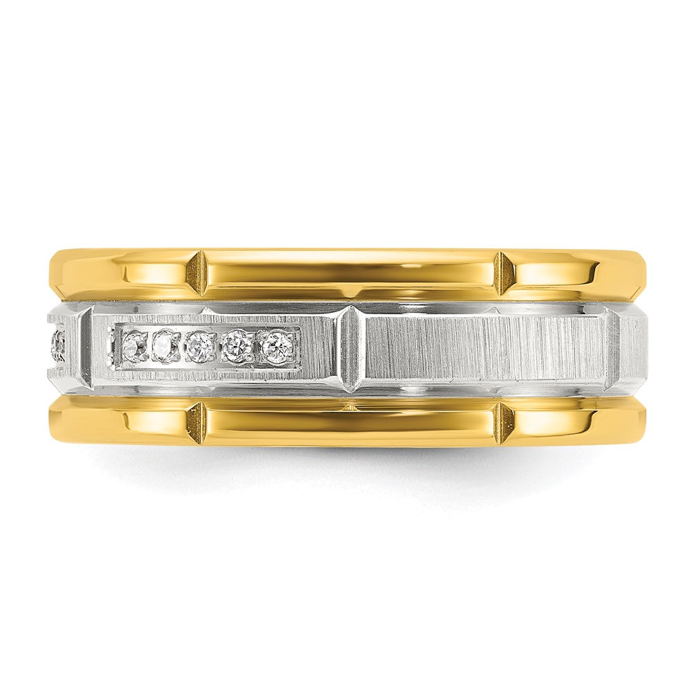 Chisel Stainless Steel Brushed and Polished Yellow IP-plated CZ 8mm Band