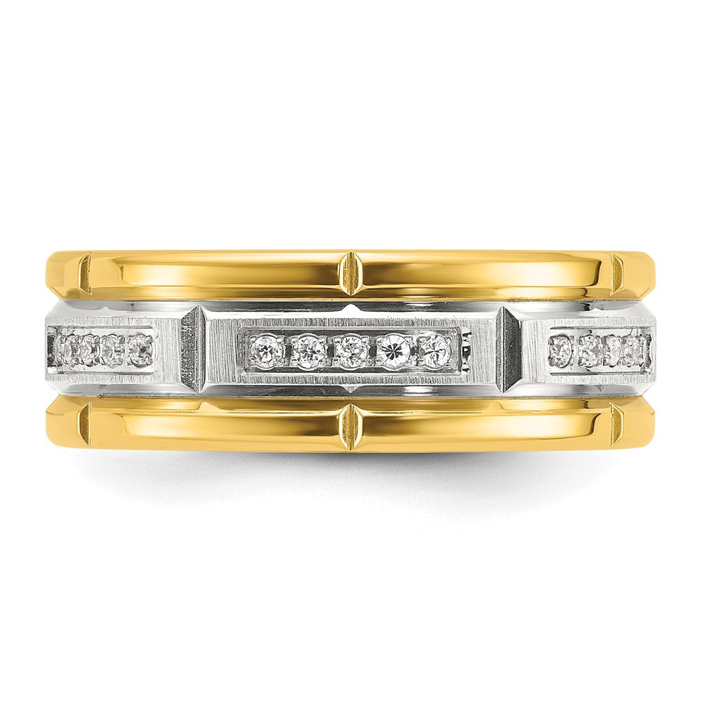 Chisel Stainless Steel Brushed and Polished Yellow IP-plated CZ 8mm Band