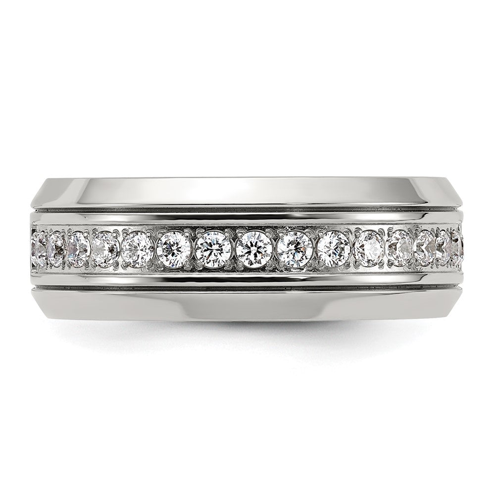 Chisel Stainless Steel Polished with CZ 8mm Band