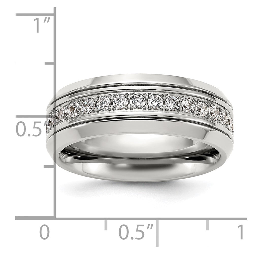 Chisel Stainless Steel Polished with CZ 8mm Band