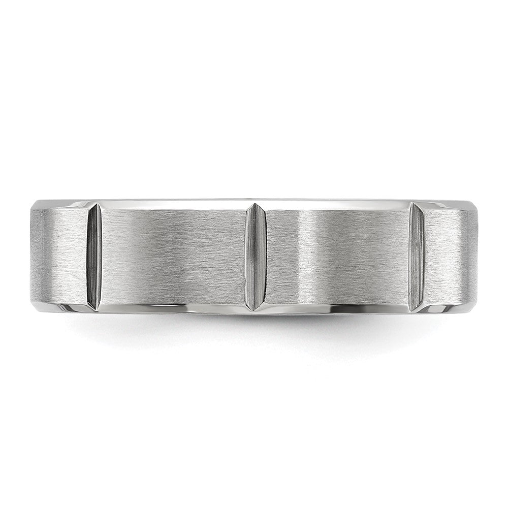 Chisel Stainless Steel Brushed and Polished Grooved 6mm Band