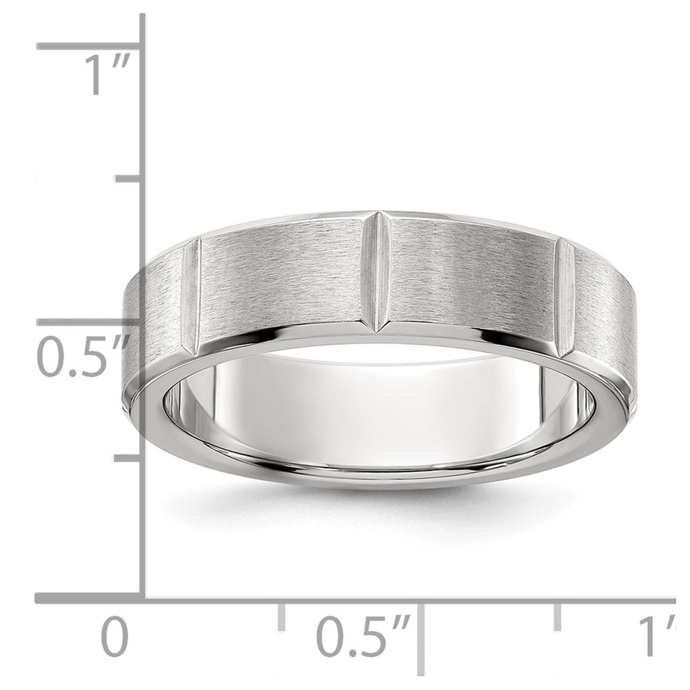 Chisel Stainless Steel Brushed and Polished Grooved 6mm Band
