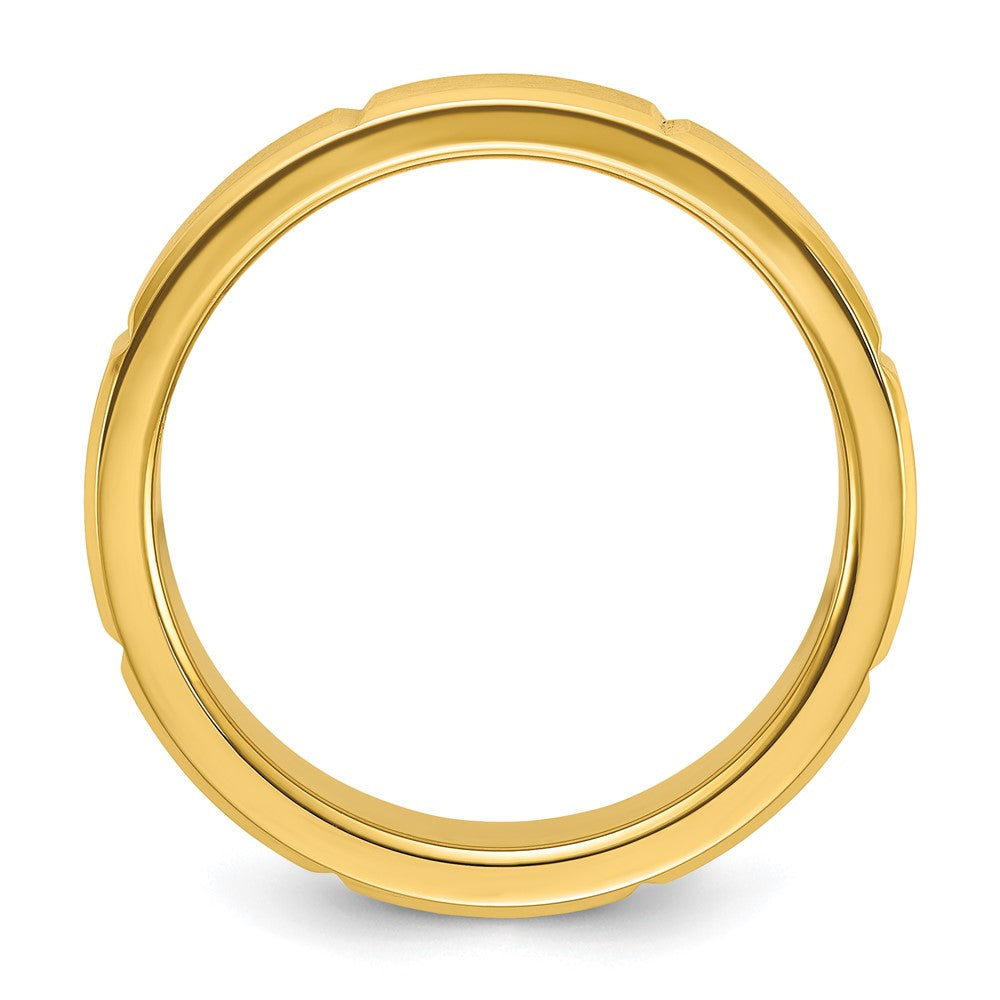 Chisel Stainless Steel Brushed and Polished Yellow IP-plated Grooved 6mm Band