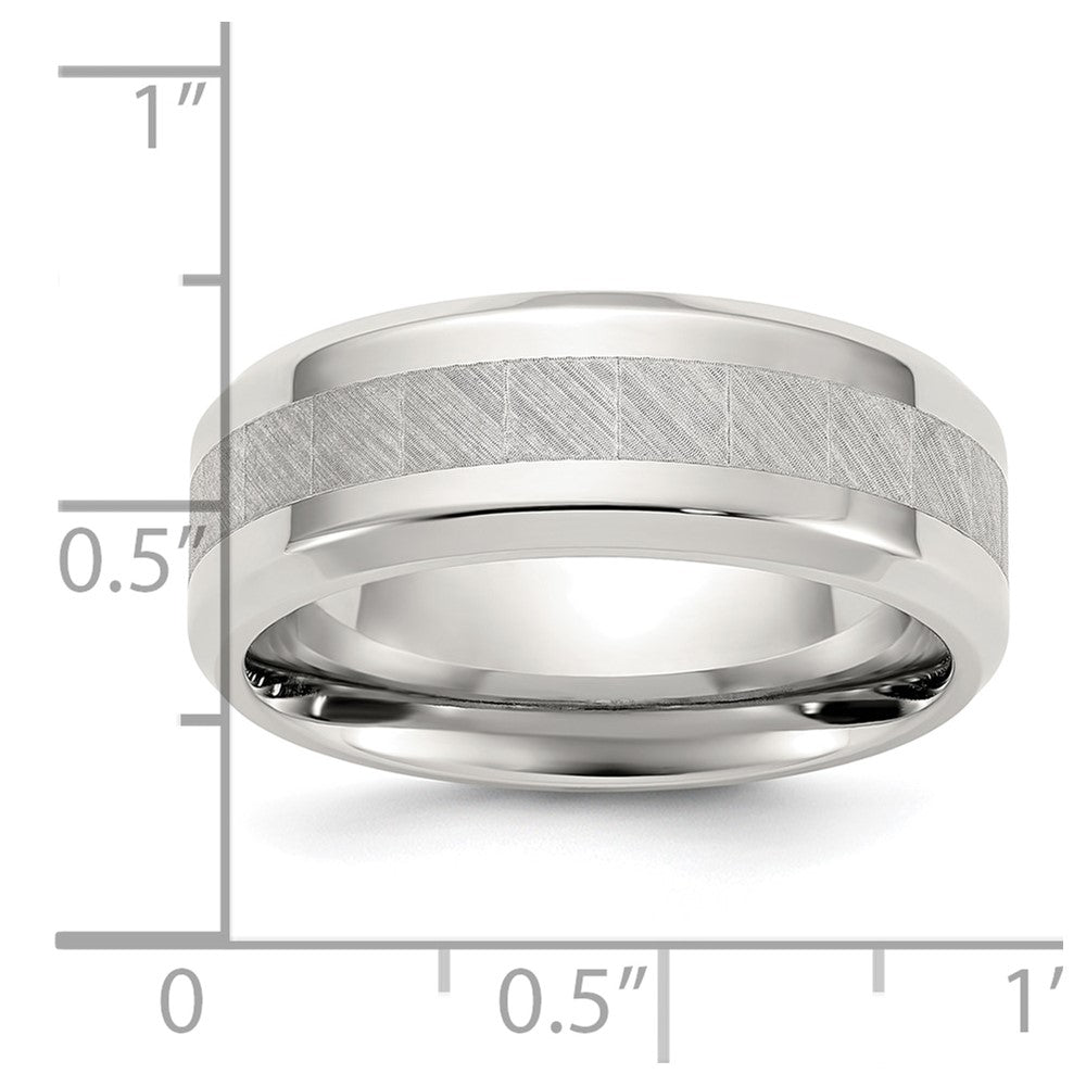 Chisel Stainless Steel Polished with Brushed Center 8mm Band