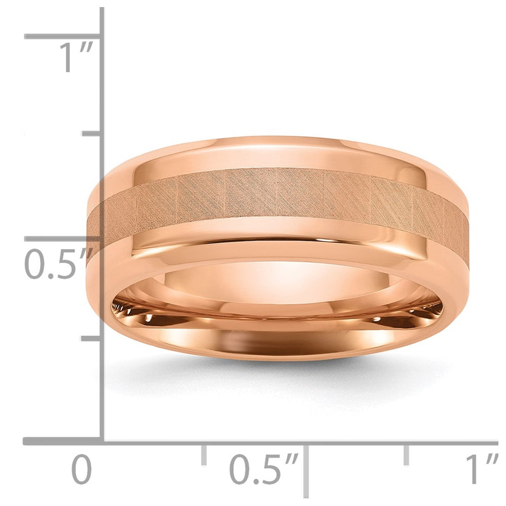 Chisel Stainless Steel Polished Rose IP-plated with Brushed Center 8mm Band