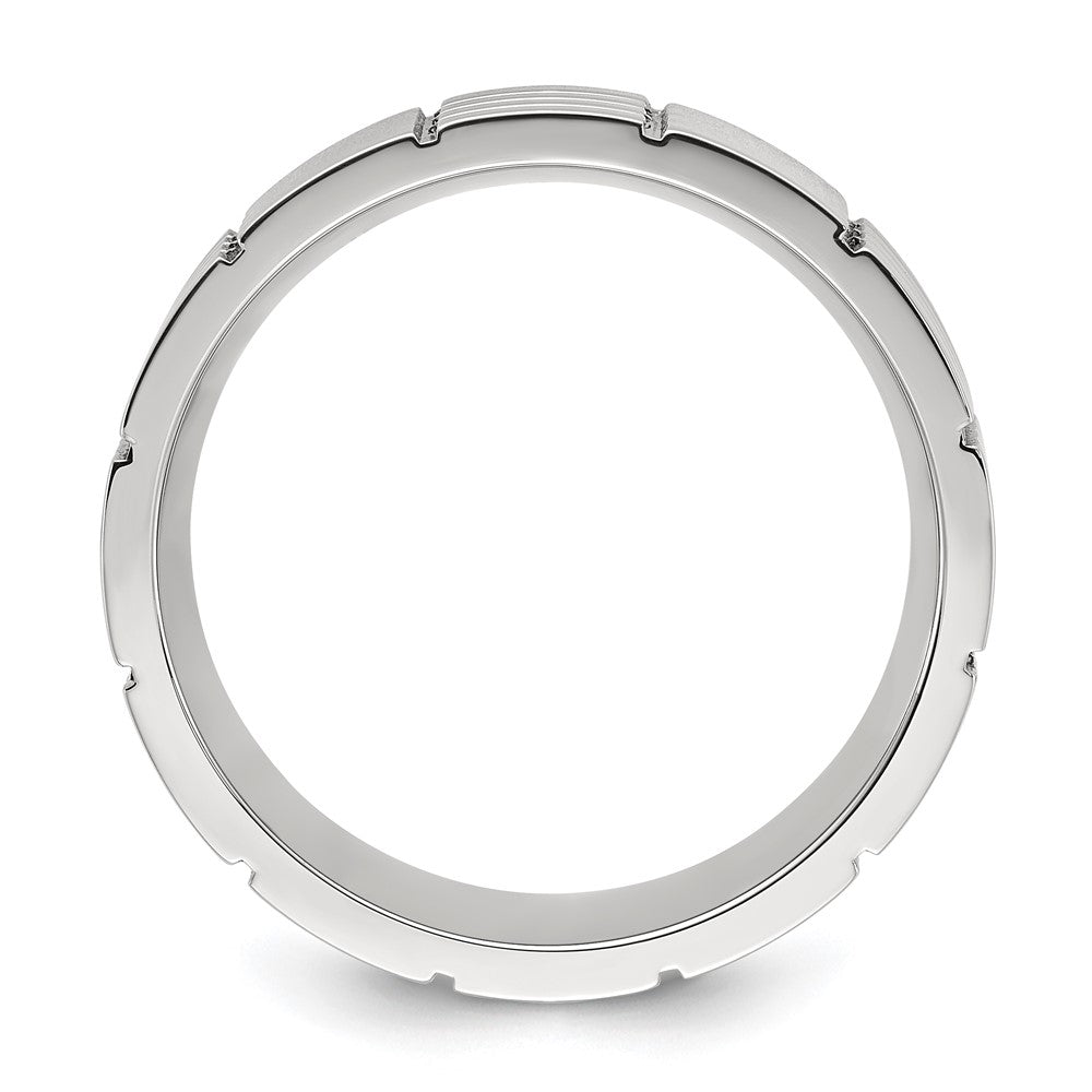 Chisel Stainless Steel Polished and Grooved 8mm Band