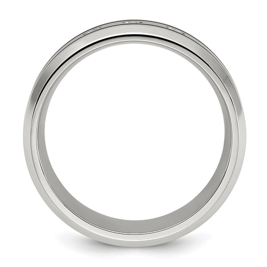 Chisel Stainless Steel Brushed and Polished Enameled with CZ 8mm Band