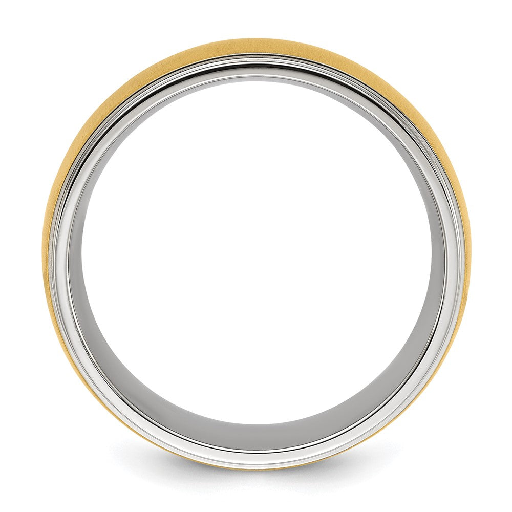 Chisel Stainless Steel Polished with Brushed Yellow IP-plated Center 8mm Band