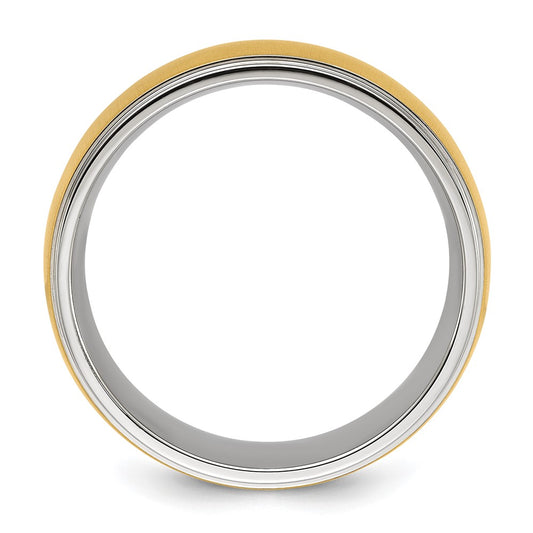 Chisel Stainless Steel Polished with Brushed Yellow IP-plated Center 8mm Band