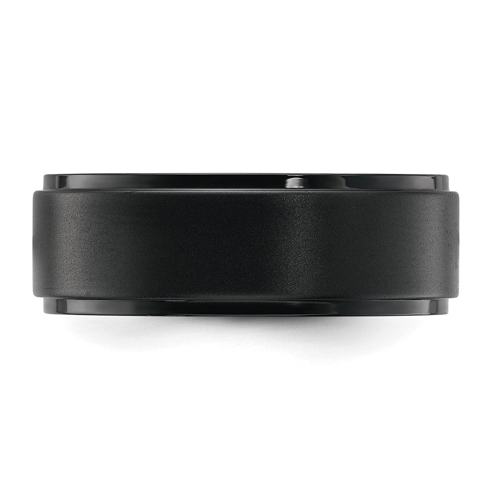 Chisel Stainless Steel Polished Black IP-plated Brushed Center 8mm Band