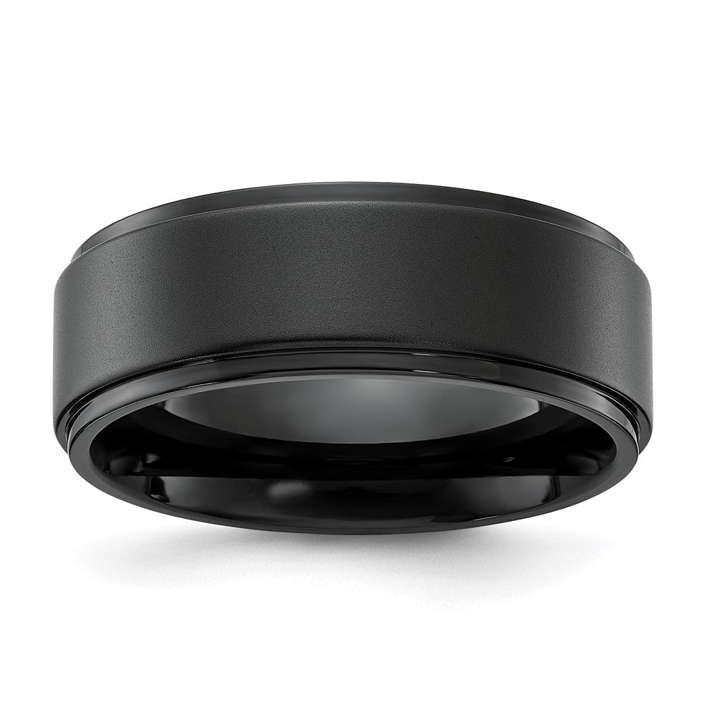 Chisel Stainless Steel Polished Black IP-plated Brushed Center 8mm Band