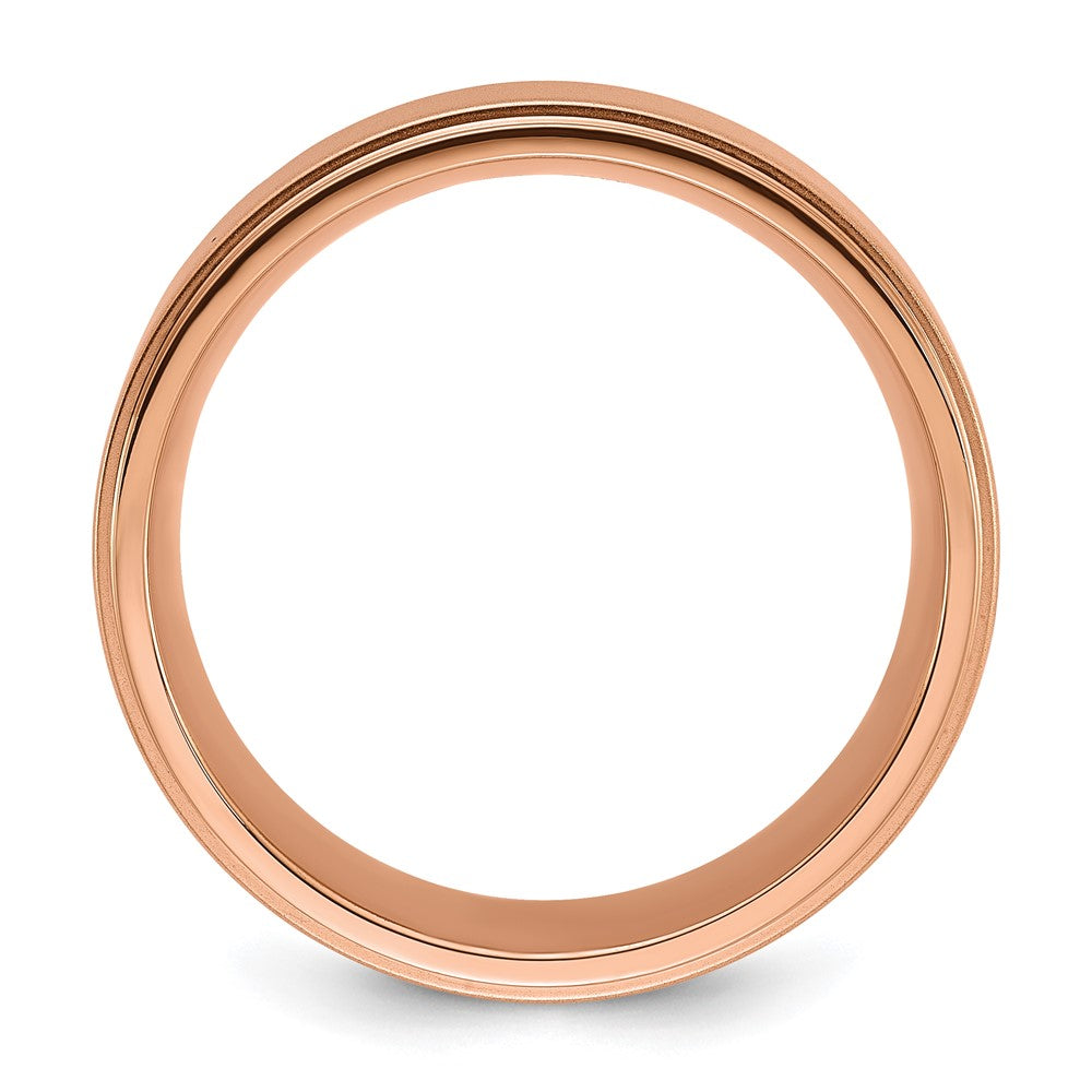 Chisel Stainless Steel Polished Rose IP-plated Brushed Center 8mm Band