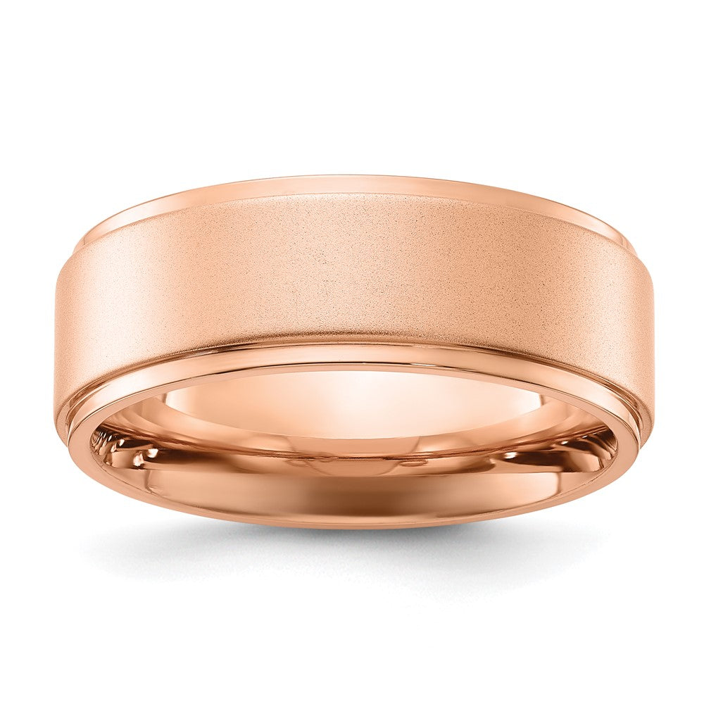 Chisel Stainless Steel Polished Rose IP-plated Brushed Center 8mm Band