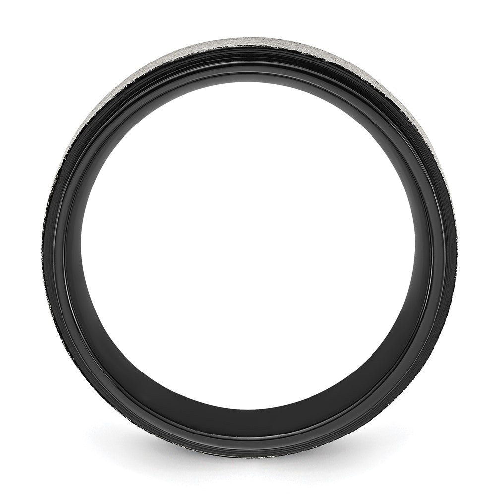 Chisel Stainless Steel Polished Black IP-plated with Scratch Finish Center 8mm Band