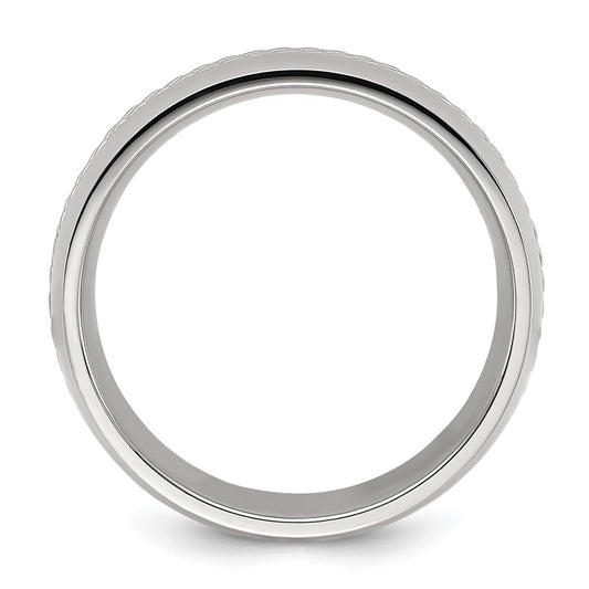 Chisel Stainless Steel Polished with Chain Inlay 7mm Center