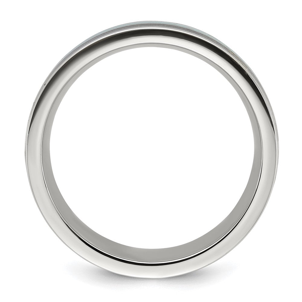 Chisel Stainless Steel Polished with Turquoise and Black Star Sandstone Inlay 8mm Band