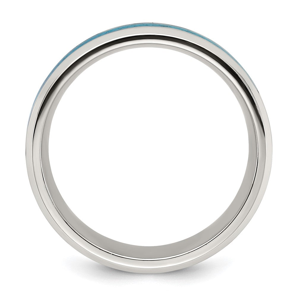 Chisel Stainless Steel Polished with Turquoise Inlay 8mm Band