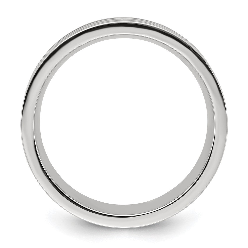 Chisel Stainless Steel Polished with Black Resin and Wood Inlay 8mm Band