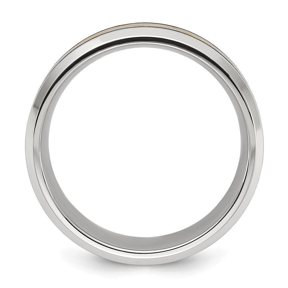 Chisel Stainless Steel Brushed and Polished Yellow IP-plated 8mm Band