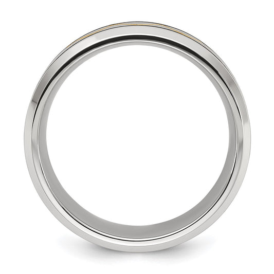 Chisel Stainless Steel Brushed and Polished Yellow IP-plated 8mm Band