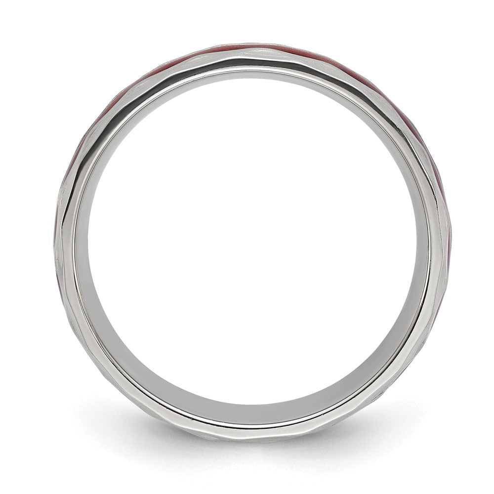 Chisel Stainless Steel Brushed and Hammered with Wood Inlay 8mm Band