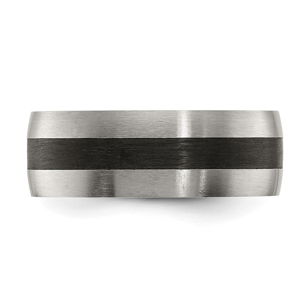 Chisel Stainless Steel Brushed and Polished Black Carbon Fiber Inlay 8mm Band