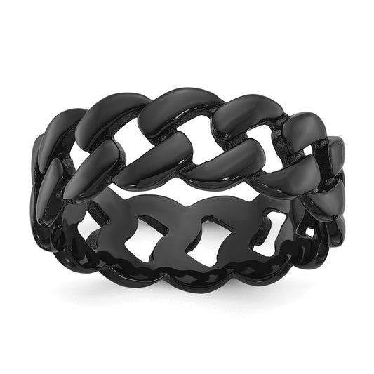 Chisel Stainless Steel Polished Black IP-plated 8mm Curb Link Band