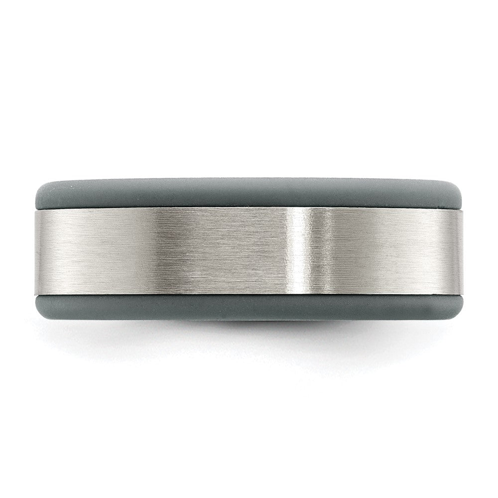 Chisel Stainless Steel Brushed Grey Silicone Center 8mm Band