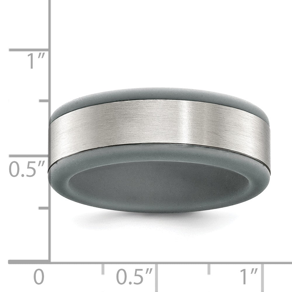 Chisel Stainless Steel Brushed Grey Silicone Center 8mm Band