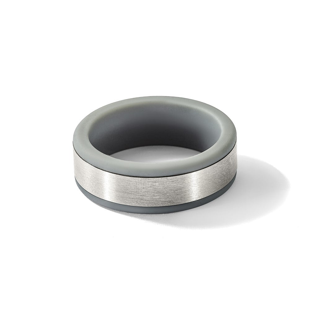 Chisel Stainless Steel Brushed Grey Silicone Center 8mm Band