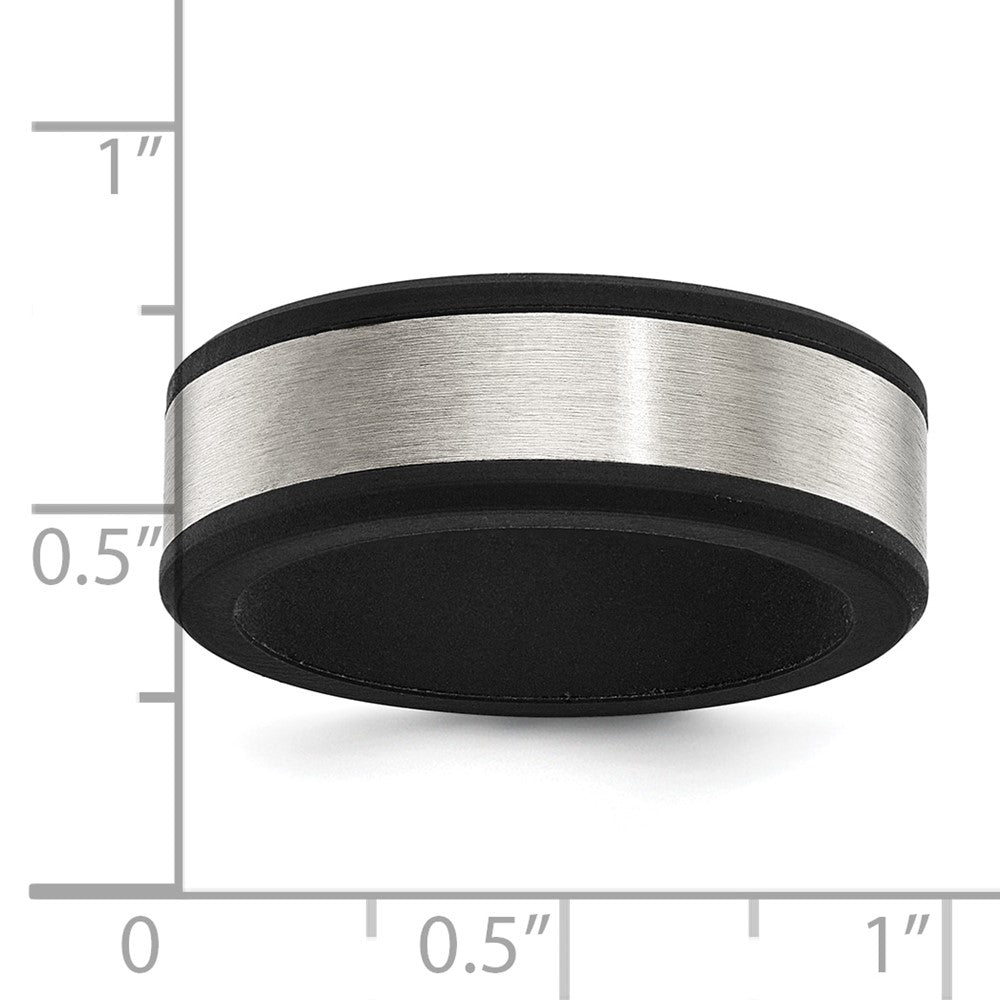 Chisel Stainless Steel Brushed Black Silicone Center 8mm Band