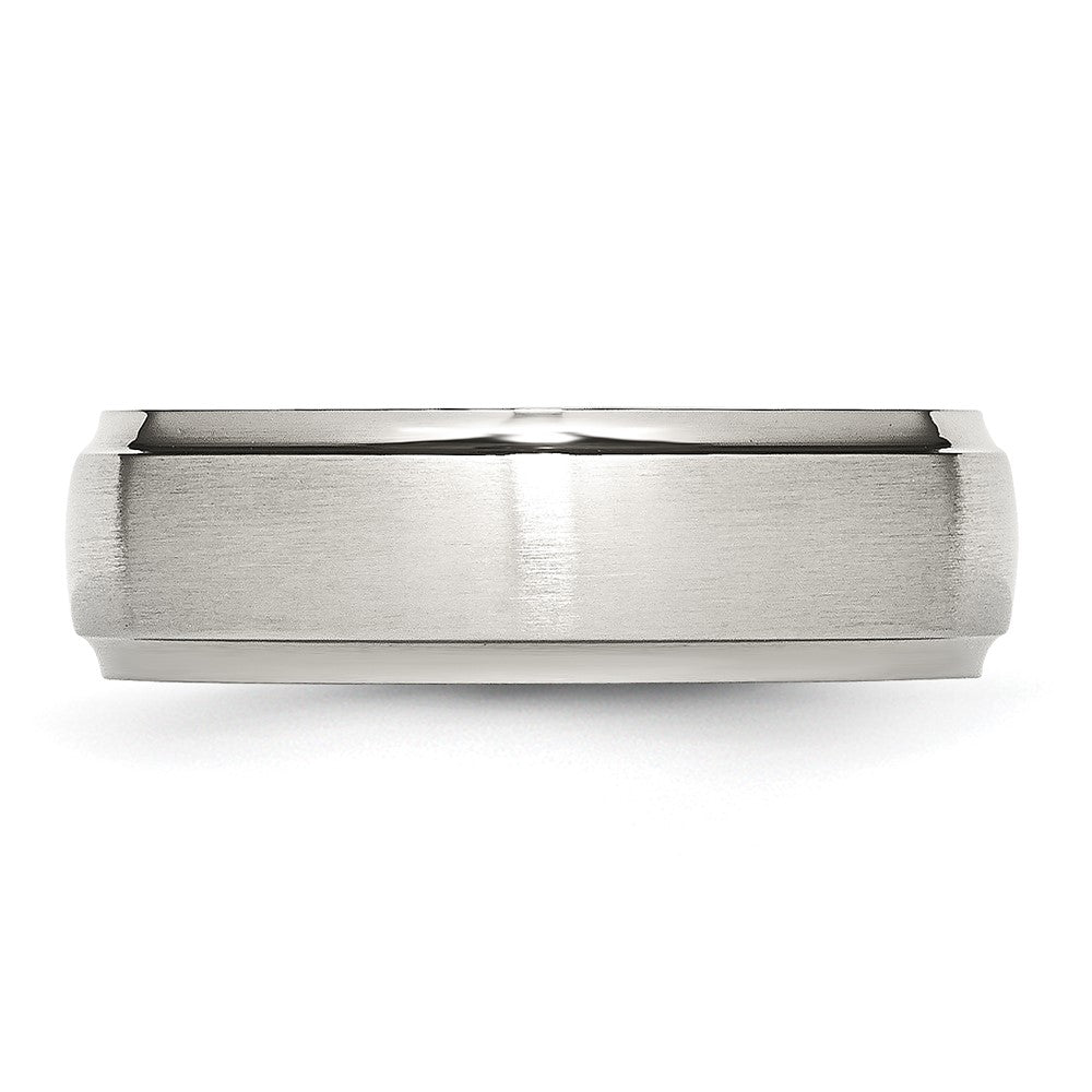 Chisel Stainless Steel Polished with Brushed Center 7mm Ridged Edge Band