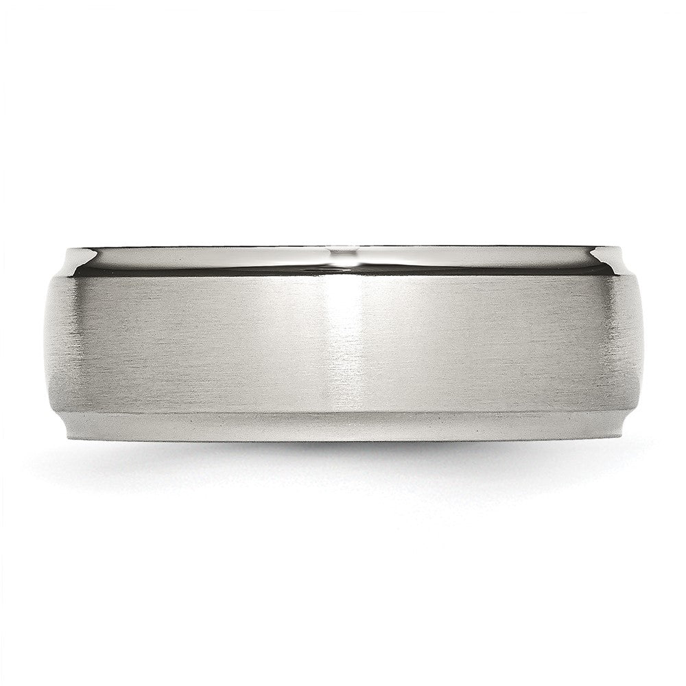 Chisel Stainless Steel Polished with Brushed Center 8mm Ridged Edge Band