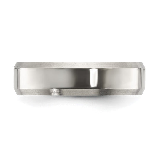 Titanium Polished with Brushed and Beveled Edge 6mm Band
