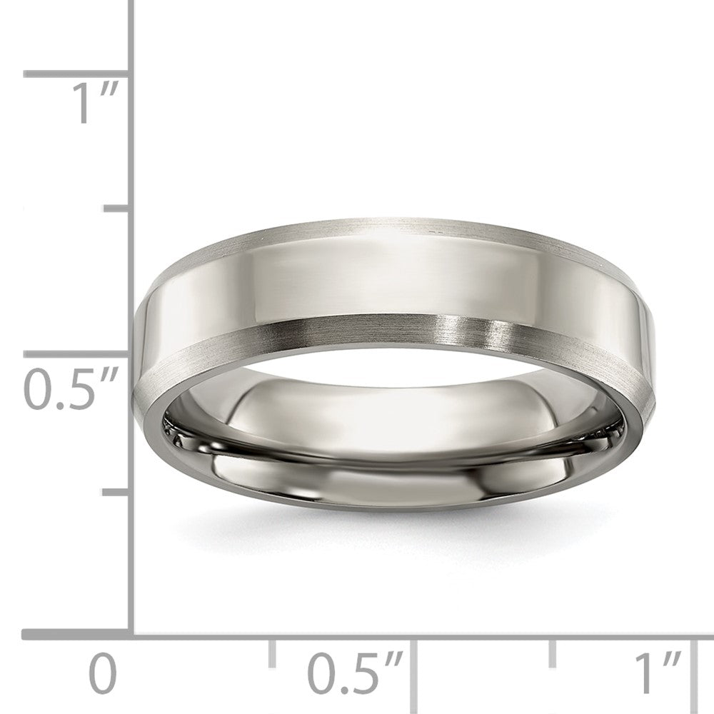 Titanium Polished with Brushed and Beveled Edge 6mm Band