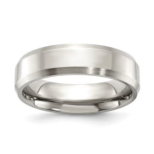 Titanium Polished with Brushed and Beveled Edge 6mm Band