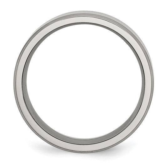 Titanium Polished with Brushed and Beveled Edge 8mm Band