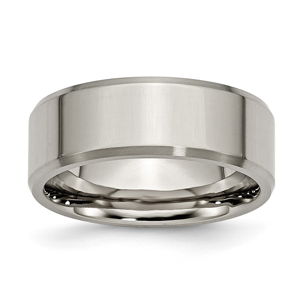 Titanium Polished with Brushed and Beveled Edge 8mm Band