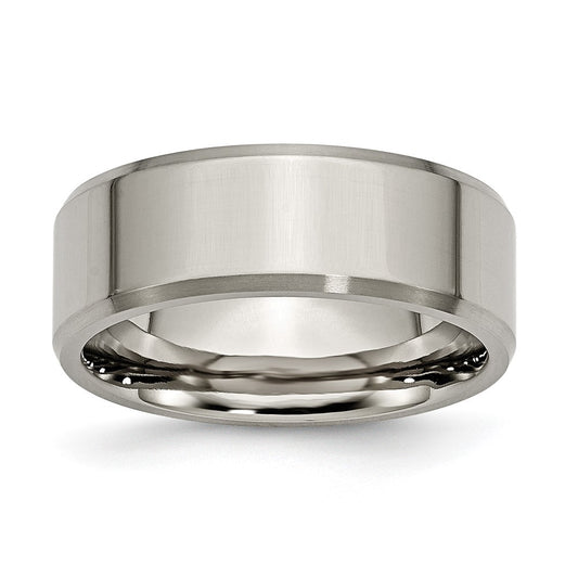 Titanium Polished with Brushed and Beveled Edge 8mm Band
