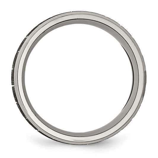 Chisel Titanium Brushed and Polished Greek Key Laser Design 8mm Beveled Band