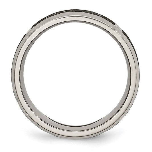 Chisel Titanium Brushed and Polished Celtic Laser Design 8mm Beveled Edge Band