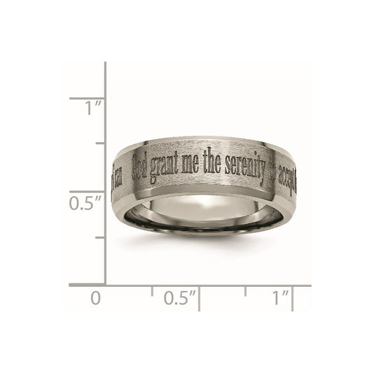 Chisel Titanium Brushed and Polished Serenity Laser Design 8mm Beveled Band