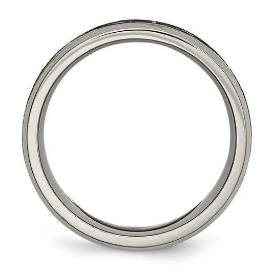 Chisel Titanium Brushed and Polished Cross Laser Design 8mm Beveled Edge Band