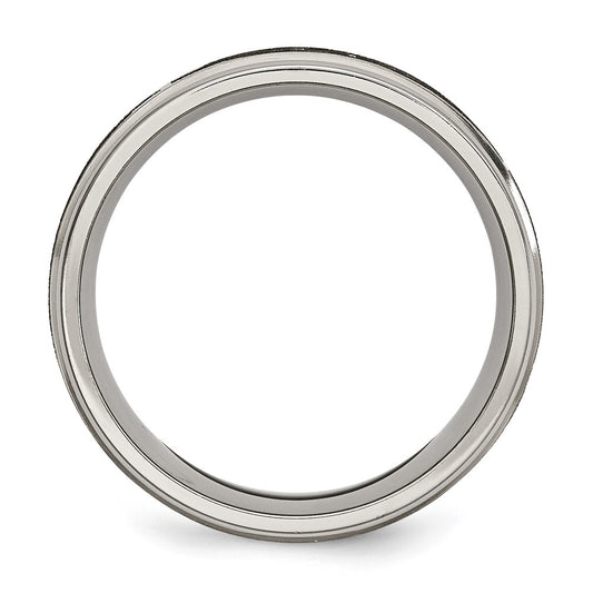 Chisel Titanium Brushed and Polished Cross Laser Design 8mm Ridged Edge Band