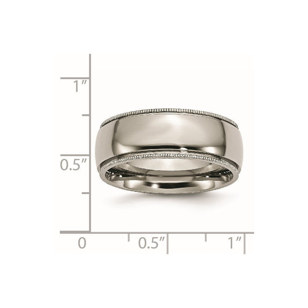 Chisel Titanium Polished 8mm Grooved and Beaded Edge Band