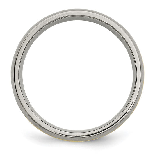 Chisel Titanium Brushed with 14k Gold Inlay 6mm Grooved Band