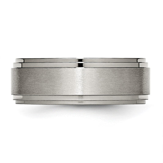Chisel Titanium Brushed Center 8mm Double Step Ridged Edge Band