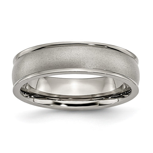Chisel Titanium Brushed Center 6mm Ridged Edge Band
