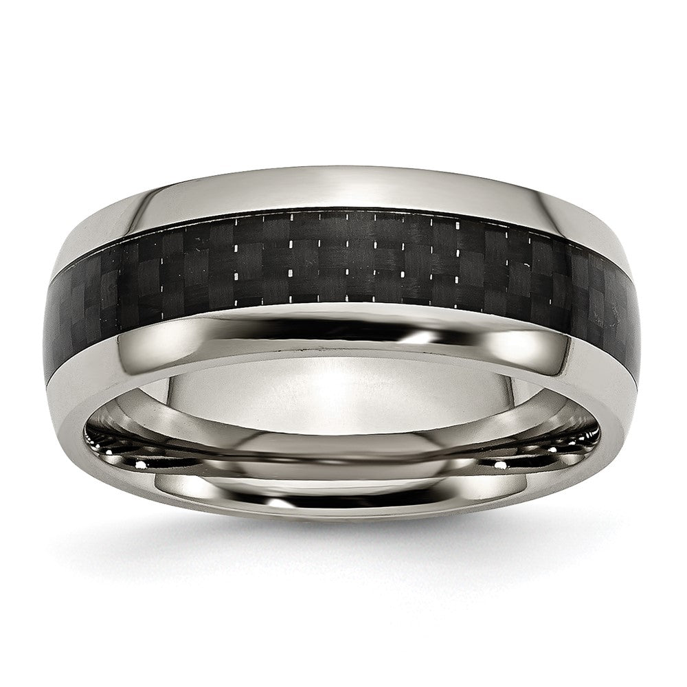 Chisel Cobalt Polished Black Carbon Fiber Inlay 8mm Band