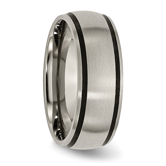 Chisel Titanium Brushed with Black Rubber 8mm Band